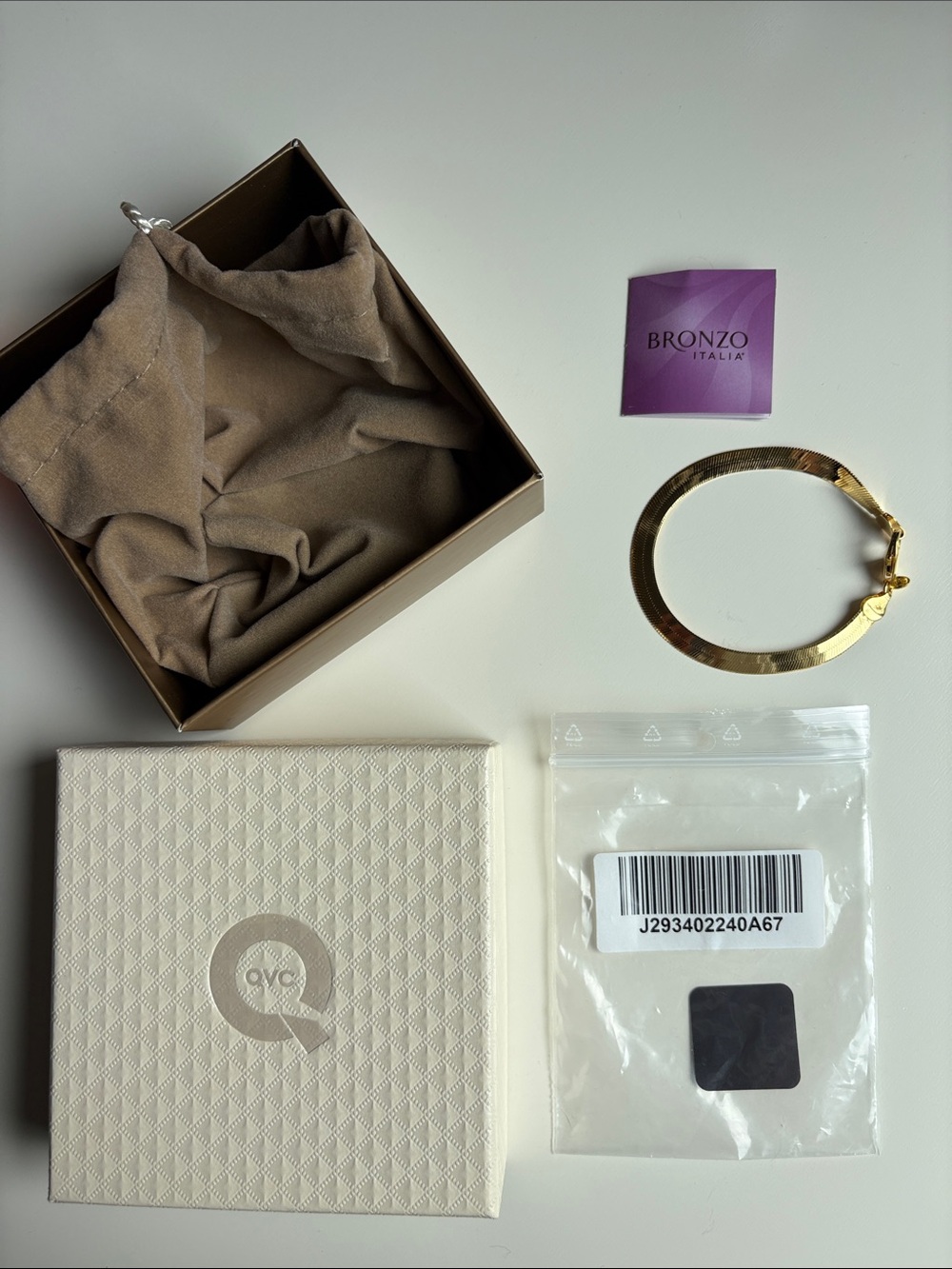 Bronzo Italia Polished Herringbone Link Bracelet Yellow Gold Tone NIB